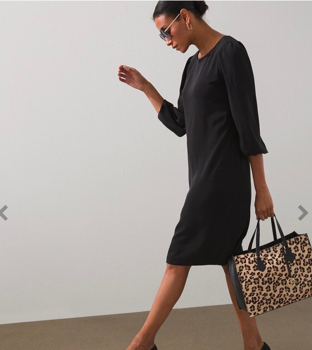 NWT Chico's Classic Black Puff Balloon Sleeve Shift Dress Sz Small 4